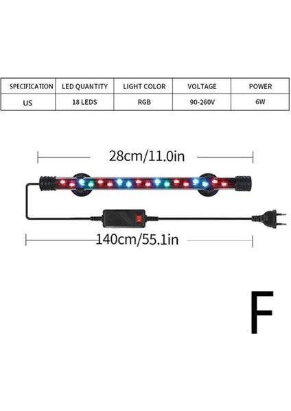 F Stili Su Geçirmez Sualtı Balık Lambası Işık Akvaryum Süsleme Çim Bitkisi LED Su Aydınlatma Dekorasyon Beyaz Mavi Işık U9B8 (Yurt Dışından)