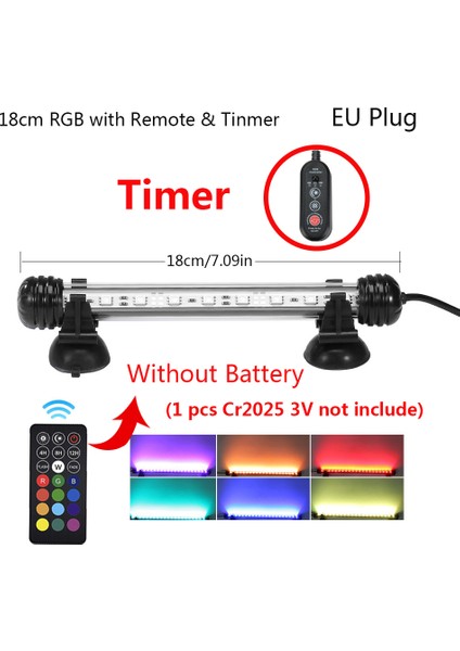 18CM Pil Stili Yok Akvaryum Işık Zamanlayıcı LED Su Geçirmez Balık Tankı Işık Sualtı Balık Lambası Akvaryum Dekor Aydınlatma Bitki Lambası cm (Yurt Dışından)