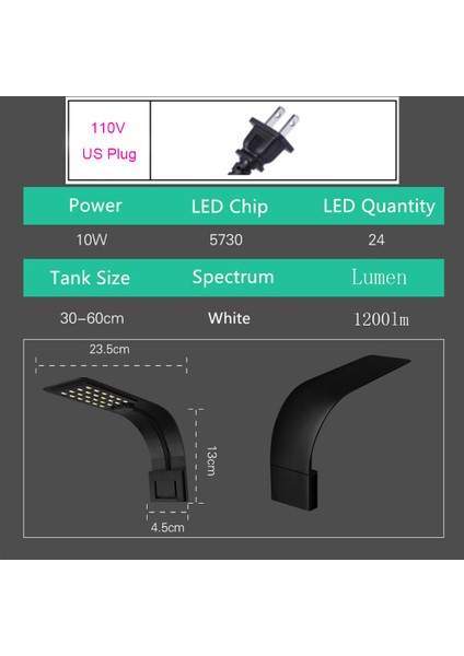 X5 B-W Us-Fiş Stili Akvaryum Pantolonu LED Işık Anti-Sis Klipsli Su Ürünleri Tankı Lambası Için Aydınlatma (Yurt Dışından)