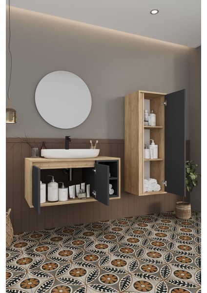 Gül 90 cm Banyo Dolabı+Ayna+Lavabo+Boy Dolabı fırsatları
