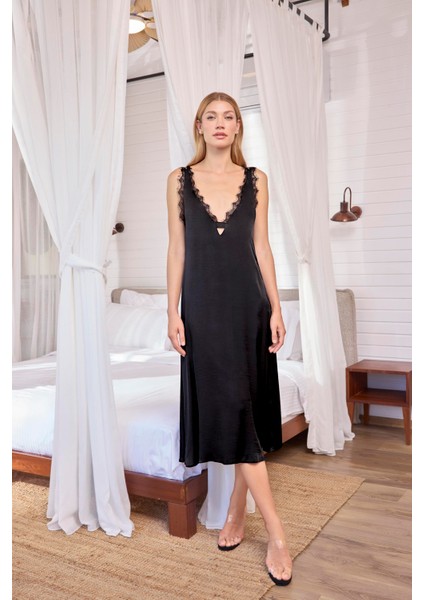 Kadın Göğüs ve Sırt Dekolteli Dantelli Gecelik 18633 fiyatları