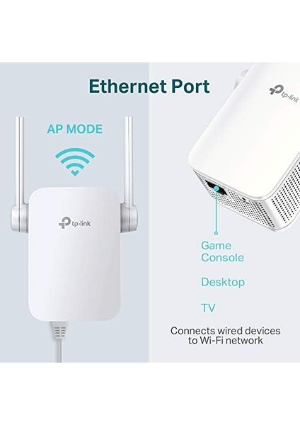 Menzil Genişletici Wi-Fi 4 ile Çalışır, Wi-Fi Yönlendiriciler Modu, Tüm Access Point Wi-Fi Güçlendirici/hotspot, Bağlantı Noktalı 1 Ethernet Anten ve 2 Harici N300 Mbps, TL-WA855RE, Yeni