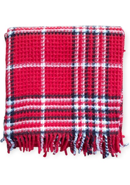 Skoç Battaniye Kırmızı-Beyaz Waffle Dokulu Yumuşak Skotch Battaniye,Tv Battaniyesi Sevgililer Günü Hediyesi