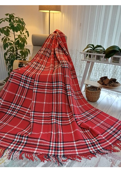 Skoç Battaniye Kırmızı-Beyaz Waffle Dokulu Yumuşak Skotch Battaniye,Tv Battaniyesi Sevgililer Günü Hediyesi fırsatları