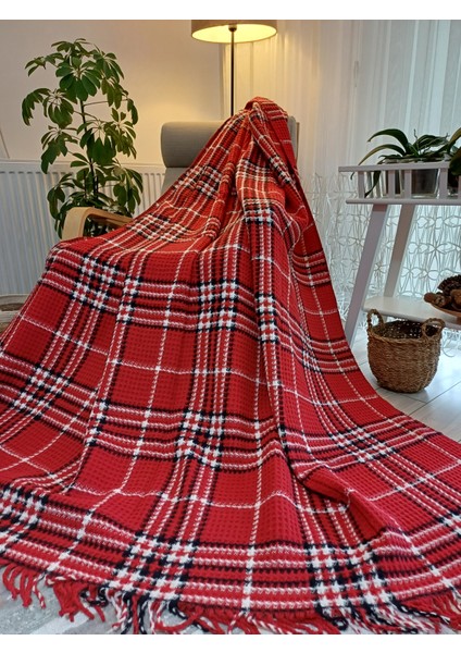 Skoç Battaniye Kırmızı-Beyaz Waffle Dokulu Yumuşak Skotch Battaniye,Tv Battaniyesi Sevgililer Günü Hediyesi indirimleri