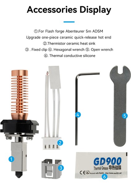 Flashforge Adventurer 5m/5m Pro 0.4mm Nozullar Için Upgarde Hotend Kiti (Yurt Dışından)