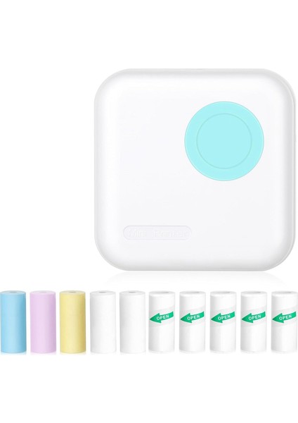Mini Etiket Yazıcı Bluetooth Termal Yazıcı Mavi (Yurt Dışından)