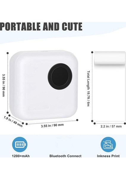 Mini Etiket Yazıcı Bluetooth Termal Yazıcı Mavi (Yurt Dışından)