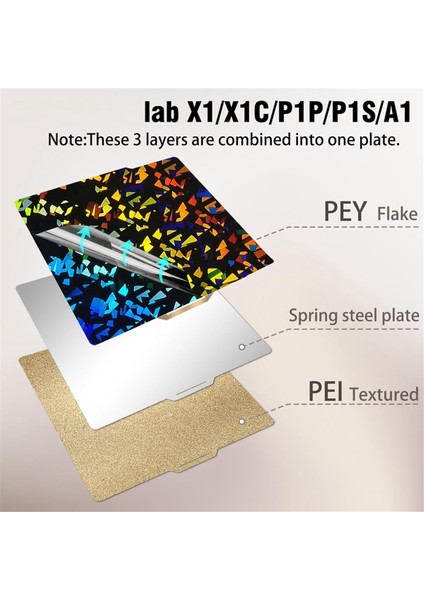 Bambu-Lab X1/X1C/X1E/P1P/P1S/A1 3D Yazıcı Için Pey Peı Yapı Plakası, A (Yurt Dışından)