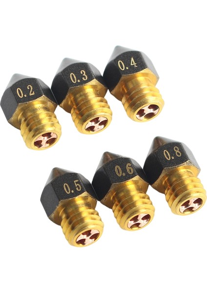 Ender-3/ender-3 Pro Mk8 Yazıcı Için 6 Adet Ptfe Kaplamalı Pirinç Nozul (Yurt Dışından)