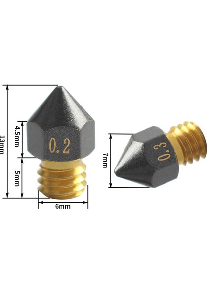 Ender-3/ender-3 Pro Mk8 Yazıcı Için 6 Adet Ptfe Kaplamalı Pirinç Nozul (Yurt Dışından)
