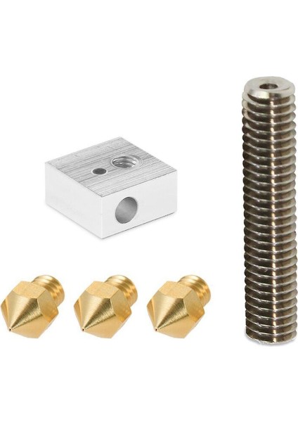 3D Yazıcı Parçası 3 Adet 0.4mm Ekstruder Nozulu + 1 Adet 1.75MM Nozul Boğazı (Yurt Dışından)
