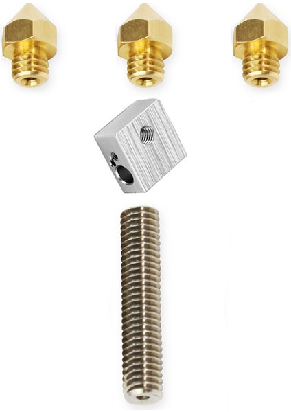 3D Yazıcı Parçası 3 Adet 0.4mm Ekstruder Nozulu + 1 Adet 1.75MM Nozul Boğazı (Yurt Dışından)