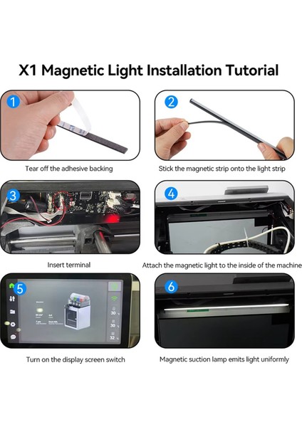 Bambu Lab 3D Yazıcı Için Manyetik LED Işıklı Lamba P1P P1S (Yurt Dışından)