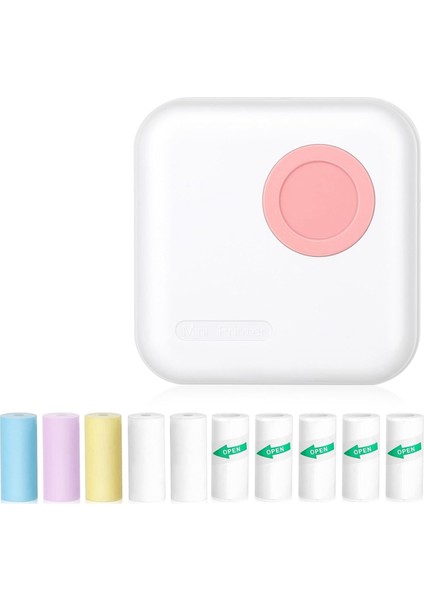 Mini Etiket Yazıcı Bluetooth Termal Yazıcı Pembe (Yurt Dışından)