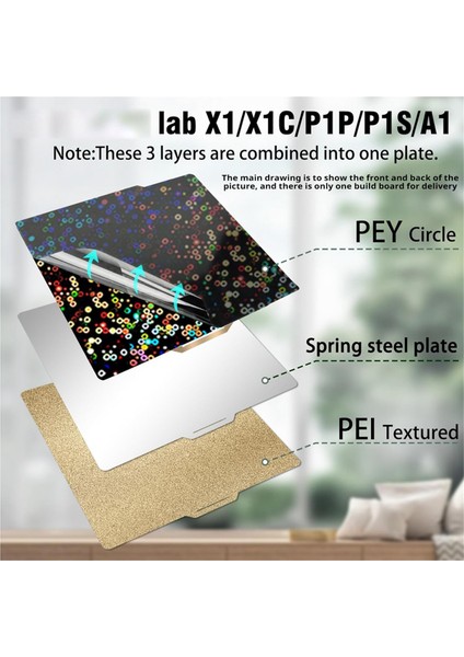 Bambu-Lab X1/X1C/X1E/P1P/P1S/A1 3D Yazıcı Için Pey Peı Yapı Plakası, B (Yurt Dışından)
