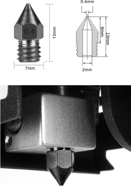 3D Yazıcı Temizleme Aleti Seti 0.4mm Sertleştirilmiş Çelik Nozul (12 Parça) (Yurt Dışından)