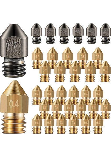 34 Adet 3D Yazıcı Nozulu Çok Boyutlu Pirinç Nozul Ender-3 Cr-10 Için (Yurt Dışından)