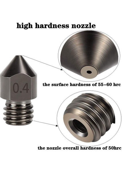 3D Yazıcı Nozul Seti Ender 3 Nozul Mk8 Sertleştirilmiş Çelik Paslanmaz, B (Yurt Dışından)