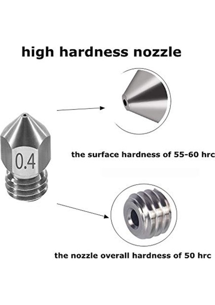 3D Yazıcı Nozul Seti Ender 3 Nozul Mk8 Sertleştirilmiş Çelik Paslanmaz, B (Yurt Dışından)