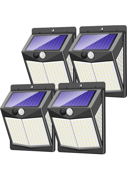 Güneş Enerjili Güvenlik Işıkları Dış Mekan, 140 LED Güneş Enerjili Hareket Sensörü Işıkları 3 Aydınlatma Modu Güneş Enerjili Duvar Lambaları 4 Paket (Yurt Dışından)