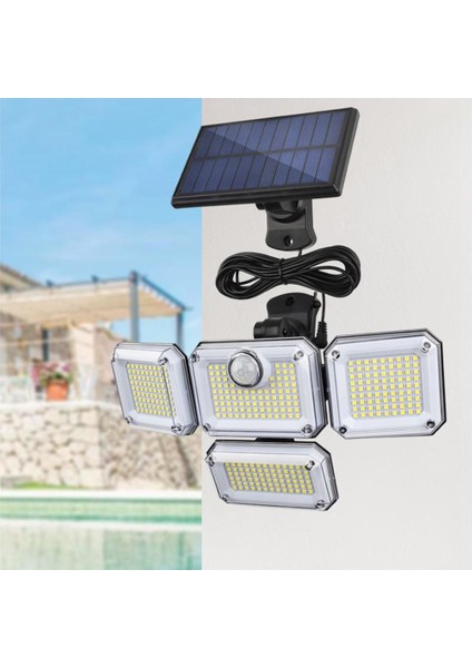 Güneş Işıkları Dış Duvar Lambası LED Ayarlanabilir 4 Kafa Sel Lambaları Bahçe Yard Sokak Lambası Endüktif Garaj Sokak Lambası (Yurt Dışından) modelleri