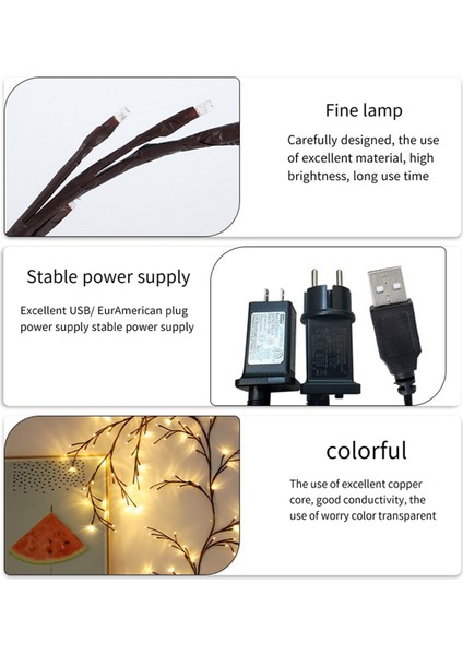 144 LED Ağaç Dalı Rattan Işıklar Söğüt Asma Işıklar Sıcak Beyaz 8 Fonksiyonlu Model Ab Fişi Uzaktan Kumandalı (Yurt Dışından)