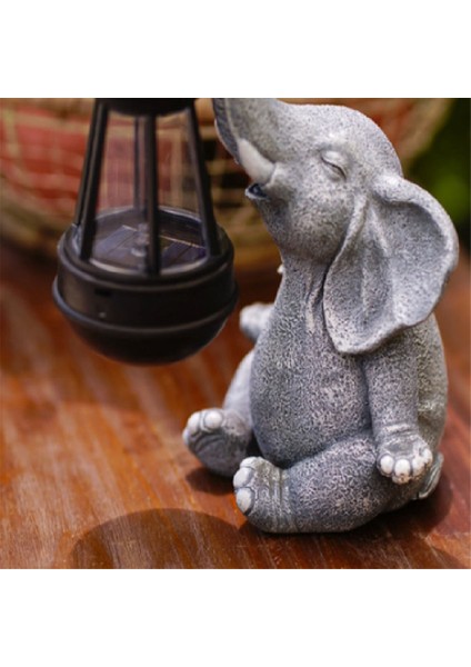 Fil Güneş Enerjili Lamba Dekorasyon Su Geçirmez Katı Reçine El Sanatları Fil Süsü Heykel Bahçe Balkon Bahçe Heykelcik Lamba B (Yurt Dışından)