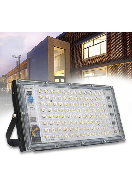 100W 96LED Projektör Modülü Projektör IP65 Dış Mekan Bahçe Cephe Spot Bahçe Mutfak Sokak Aydınlatması Sıcak Beyaz (Yurt Dışından)
