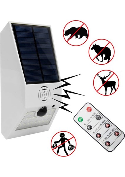 Güneş Enerjili Alarm Işığı, Hareket Dedektörlü Güneş Enerjili Flaş Işığı Güneş Enerjili Alarm Işığı, Uzaktan Kumandalı Hareket Dedektörü Beyaz (Yurt Dışından)