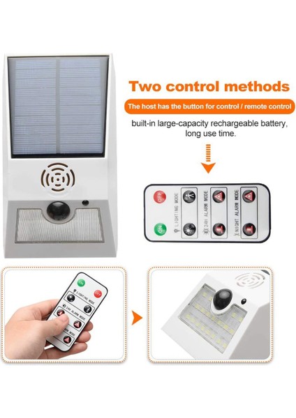 Güneş Enerjili Alarm Işığı, Hareket Dedektörlü Güneş Enerjili Flaş Işığı Güneş Enerjili Alarm Işığı, Uzaktan Kumandalı Hareket Dedektörü Beyaz (Yurt Dışından)