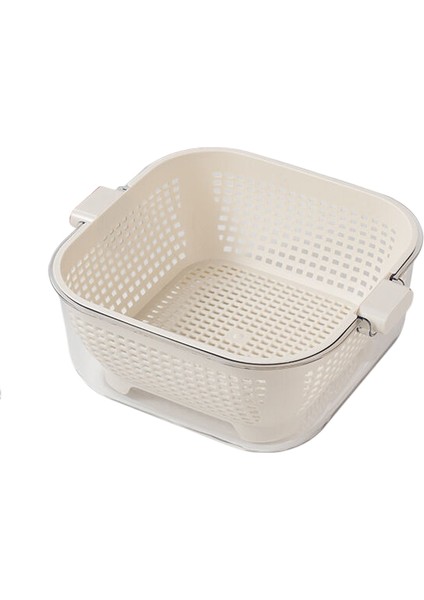 Ka Mutfak Çift Katı Sürükleme Basketi, Sebze Yıkama Basketi, Evin Kalın Açık Sürükleme Basketi, Çok Çalışan Büyük Kapasitet Meyveli ve Sebze Basini (Yurt Dışından)