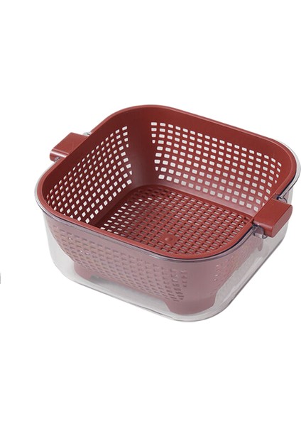Ka Mutfak Çift Katı Sürükleme Basketi, Sebze Yıkama Basketi, Evin Kalın Açık Sürükleme Basketi, Çok Çalışan Büyük Kapasitet Meyveli ve Sebze Basini (Yurt Dışından)