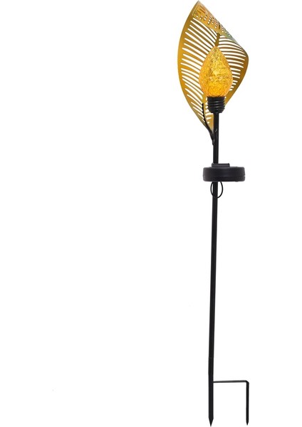Güneş Enerjili Bahçe Işığı Sanat Metal Yaprak Sıcak Beyaz LED Güneş Enerjili Açık Bahçe Işıkları Bahçe Dekorasyonu Kazık Işığı (Yurt Dışından)