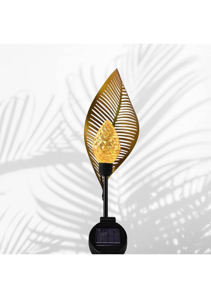 Güneş Enerjili Bahçe Işığı Sanat Metal Yaprak Sıcak Beyaz LED Güneş Enerjili Açık Bahçe Işıkları Bahçe Dekorasyonu Kazık Işığı (Yurt Dışından)