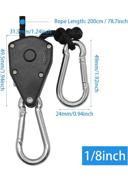 4 Paket 1/8 Inç Ayarlanabilir Ağır Hizmet Tipi Halat Askı Cırcır Büyütme Aydınlatma Armatürleri, Güçlendirilmiş Metal Iç Dişliler (Yurt Dışından)