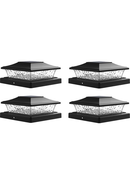 Güneş Enerjili Direk Başlığı Işıkları Açık Hava Güverte Çit Direk Işığı 5.5x5.5 3.5x3.5 Ahşap Vinil Direkler Patio Bahçe Dekoru 4'lü Paket (Yurt Dışından)