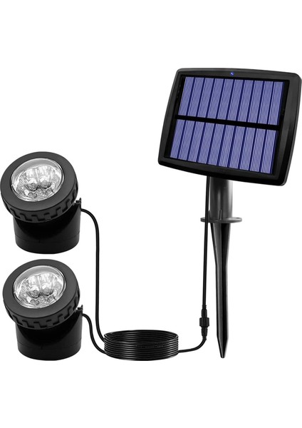 Güneş Enerjili Gölet Spot Işıkları, Çift Kafa Su Geçirmez Denizaltı Manzara Spot Işığı Aydınlatması ile LED Güneş Enerjili Su Altı Işıkları (Yurt Dışından)