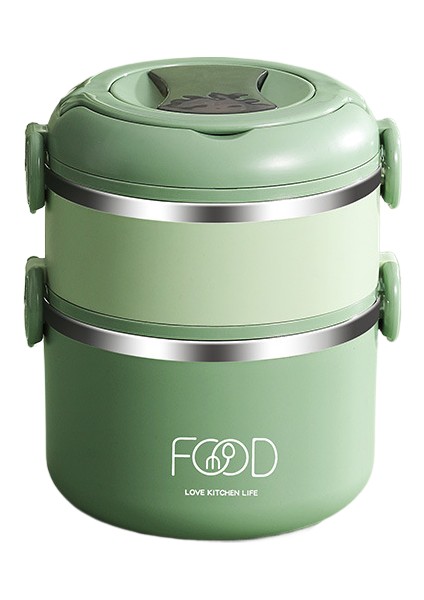 304 Paslanmaz Çelik Çift Katlı Ofis Çalışanı Taşınabilir No Tencere Çok Katmanlı Öğle Yemeği Kutusu (Yurt Dışından)