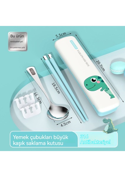 316 Paslanmaz Çelik Karikatür Taşınabilir Sofra Takımı Kaşık Çubuk Saklama Kutusu (Yurt Dışından)