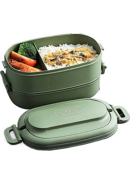 Ev Taşınabilir Mikrodalga Isıtmalı Öğrenci Çift Katlı Öğle Yemeği Kutusu (Yurt Dışından)