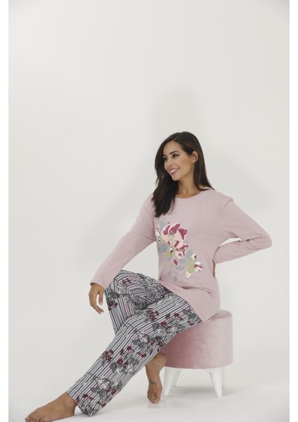 Sonbaharlık Battal Uzun Kol Pijama Altı Uzun Çiçekli Pijama Takım fiyatları