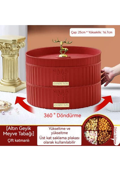 Ev Çift Katmanlı Döner Kuru Meyve Kapağı ile Ayrılmış Saklama Kutusu (Yurt Dışından)