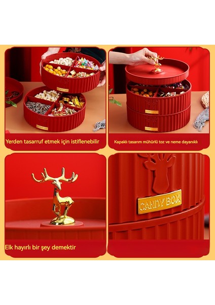 Ev Çift Katmanlı Döner Kuru Meyve Kapağı ile Ayrılmış Saklama Kutusu (Yurt Dışından) fırsatları