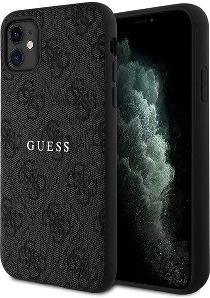 iPhone 11 Kılıf Guess Orjinal Lisanslı 4g Magsafe Uyumlu Desen Yazı Logolu Kapak Siyah