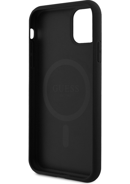 iPhone 11 Kılıf Guess Orjinal Lisanslı 4g Magsafe Uyumlu Desen Yazı Logolu Kapak Siyah indirimleri