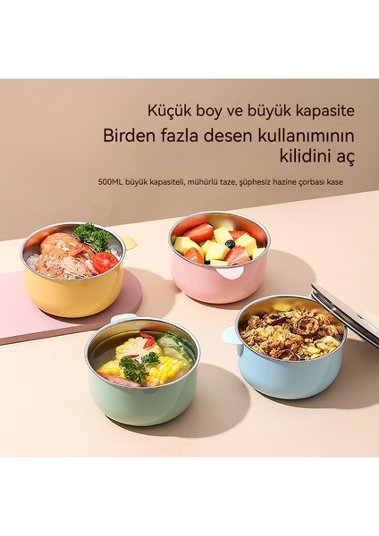 316 Paslanmaz Çelik Kase 500ML Ev Çorbası Pirinç Kase Kapaklı Çorba Kase (Yurt Dışından)