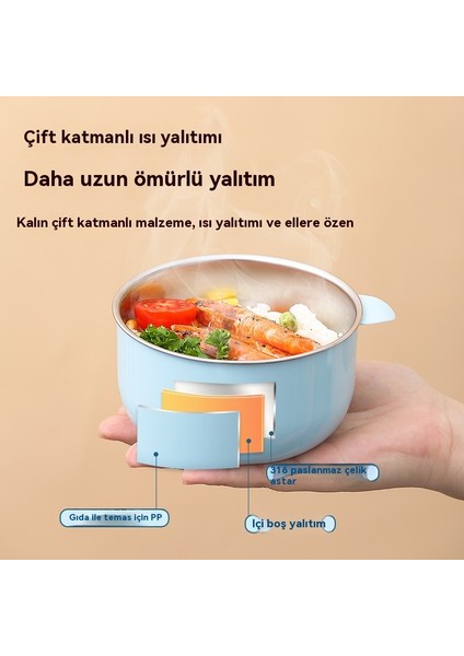316 Paslanmaz Çelik Kase 500ML Ev Çorbası Pirinç Kase Kapaklı Çorba Kase (Yurt Dışından)