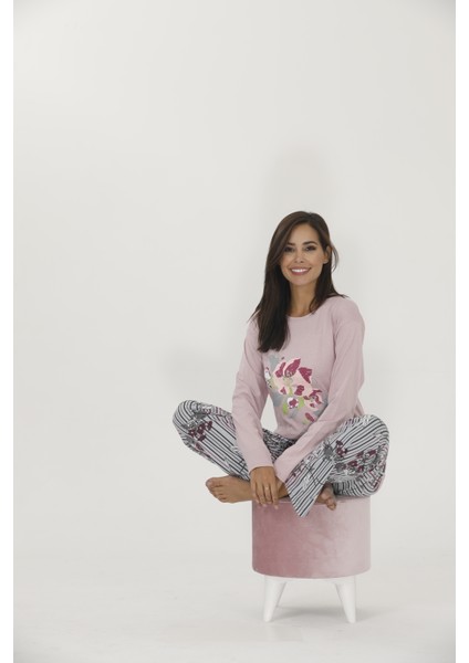 Sonbaharlık Battal Uzun Kol Pijama Altı Uzun Çiçekli Pijama Takım modelleri
