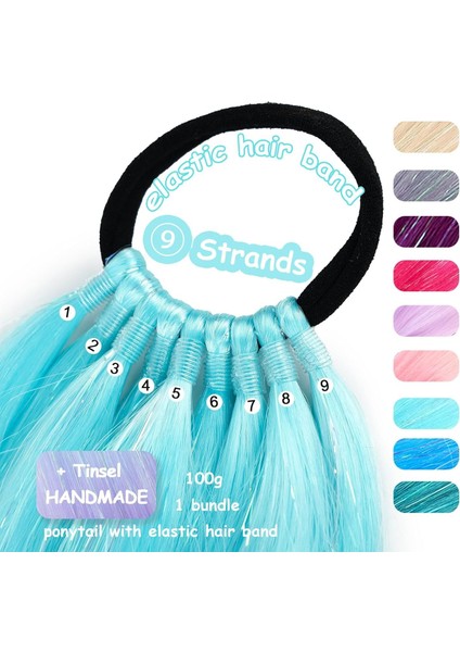 9 Adet Renkli Lazer Ipek Sıcak Kız Peruk 65 cm Uzunluğunda (Yurt Dışından) indirimleri